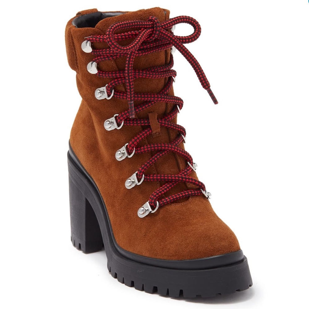 Rebecca Minkoff Maihlo Lace Up Combat Brown Boot